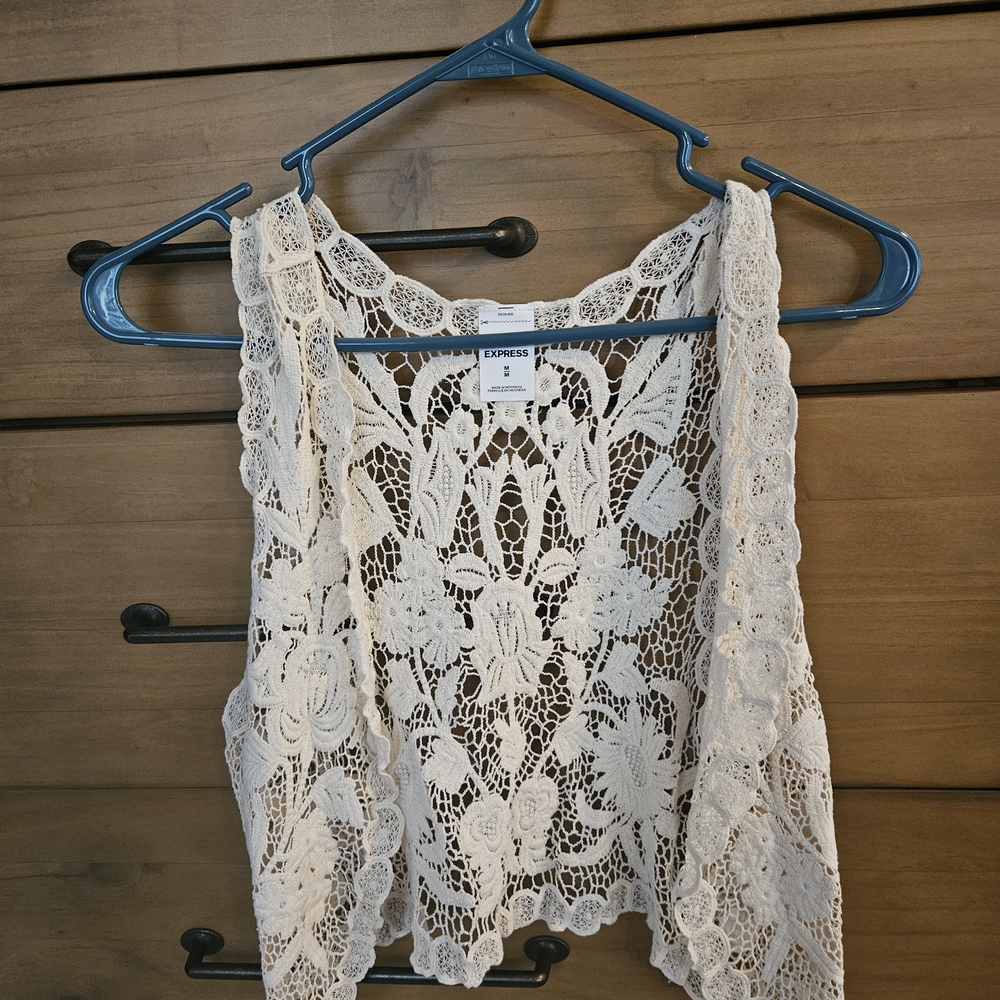Express Women's Cream Lace Top